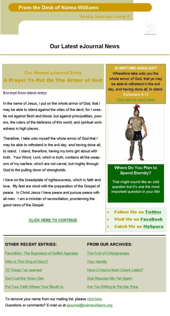 Prayer to Put on the Armor of God