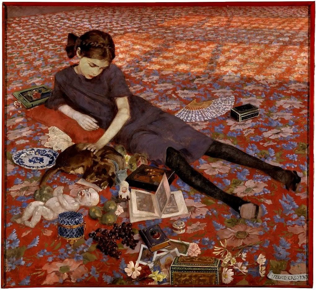 Felice Casorati Girl On a Red Carpet 1912